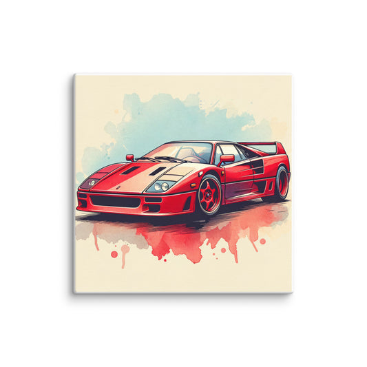 Red Retro Race Car Canvas